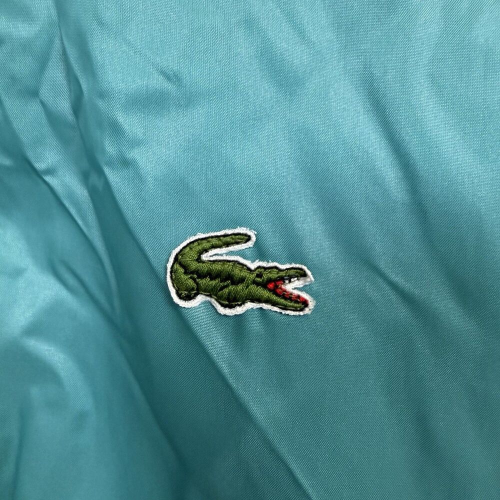 Vintage Lacoste Club Jacket Men Medium Teal Hood Nylon Windbreaker Hipster - Picture 2 of 14